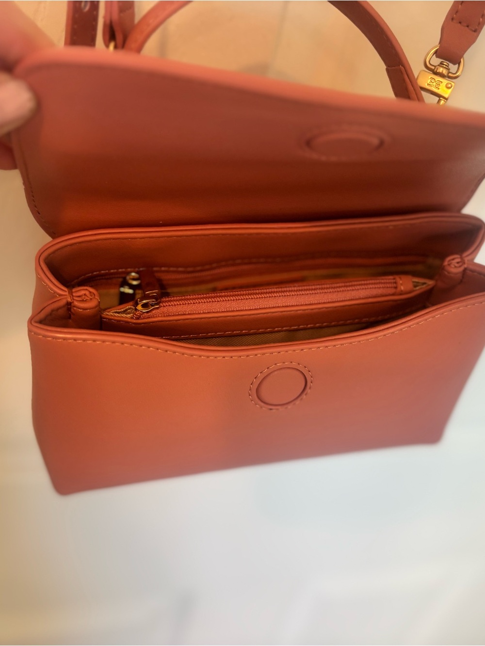Sam Edelman Rose Leather Top-Handle Crossbody with Gold Hardware - Picture 5 of 15